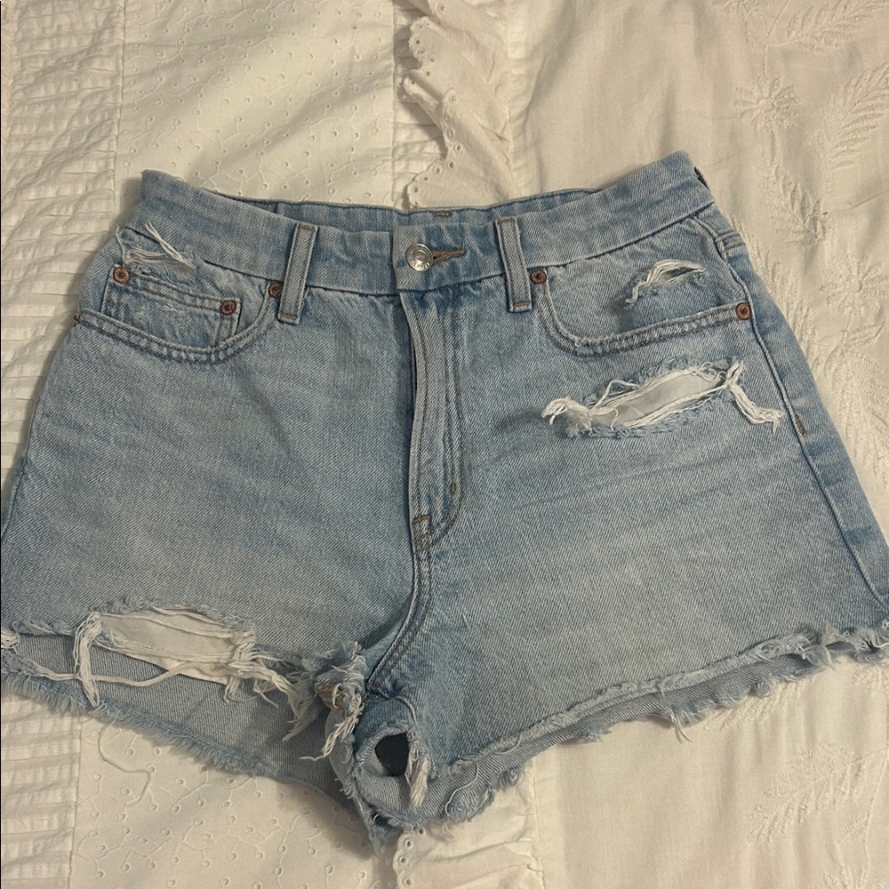 American Eagle Outfitters Light Blue Ripped Jean Shorts
